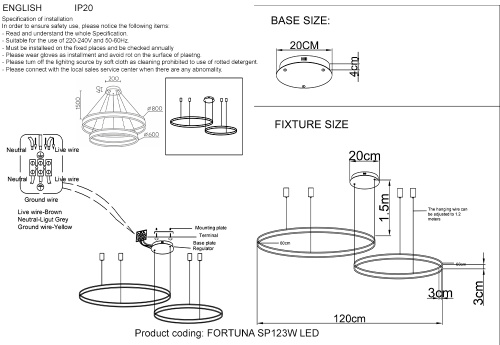 Люстра Crystal Lux FORTUNA SP123W LED BLACK фото 2