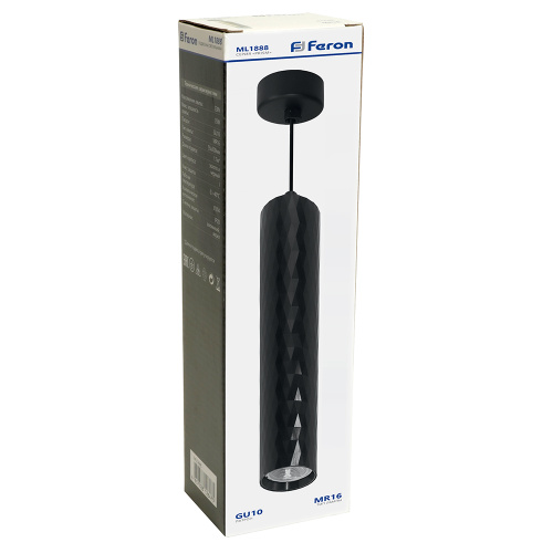 Светильник потолочный Feron ML1888 Barrel PRISM levitation на подвесе MR16 35W, 230V, чёрный 55*200 фото 8