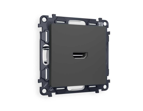 Комплект механизма розетки HDMI 2.0 AMBRELLA VOLT ALFA Графит мягкое касание 40V/500mA 2.0GHz 5-18Gbit/s QUANT (AP9140, VM222) MA914010