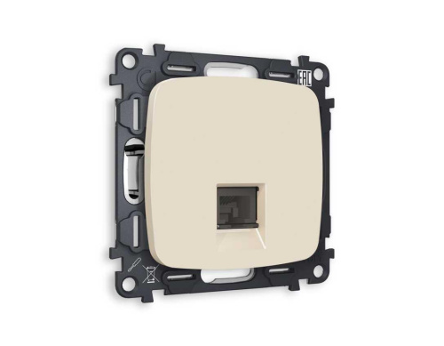 Комплект механизма компьютерной розетки AMBRELLA VOLT OMEGA Бежевый матовый RJ-45(8P8C) CAT6 с шторкой QUANT (OP3320, VM188) MO332010