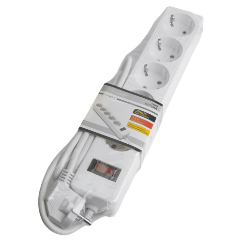 Сетевой фильтр 5-местный с/з STEKKER HM20-51-02 3x1мм2, 1,8 м, серия Optima, белый фото 8