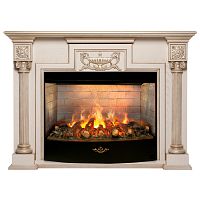 Каминокомплект LONDON/ЛОНДОН Бежевый дуб с золотой патиной с очагом Электроочаг FIRESTAR/ФАЕРСТАР 33