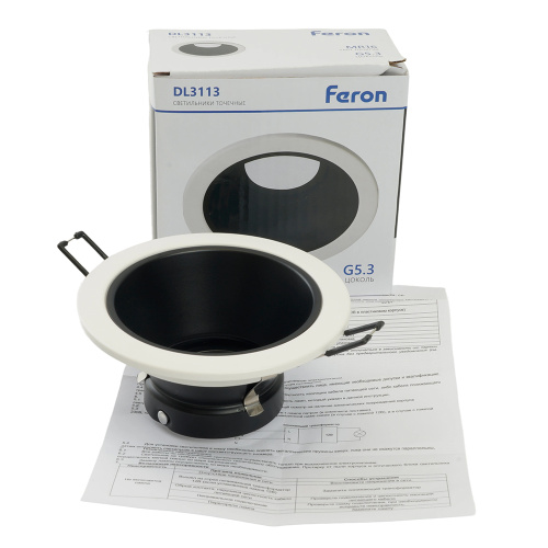Светильник встраиваемый Feron DL3113 потолочный MR16 G5.3 белый + черный фото 12