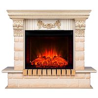 Электрокамин RealFlame Gracia 24/25,5 WT белый дуб с золотой патиной с очагом Evrika 25,5 LED