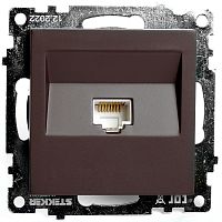 Розетка компьютерная 1-местная RJ-45 (механизм), STEKKER GLS00-7107-04, серия Катрин, шоколад