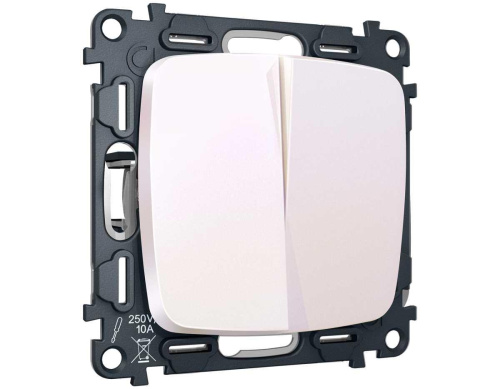 Комплект механизма 2-клавишного перекрестного выключателя 10A-250V Ambrella Volt OMEGA Жемчуг QUANT (OP2030, VM125) MO203030