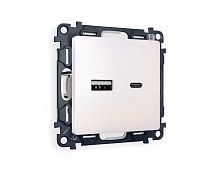 Комплект механизма розетки AMBRELLA VOLT ALFA Жемчуг 2USB A+C 20W (быстрая зарядка) QUANT (AP2110, VM177) MA211010