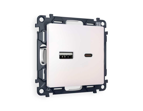 Комплект механизма розетки AMBRELLA VOLT ALFA Жемчуг 2USB A+C 20W (быстрая зарядка) QUANT (AP2110, VM177) MA211010