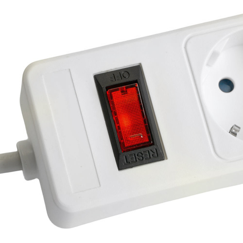 Сетевой фильтр 3-местный с/з STEKKER HM20-31-05 3x1мм2, 5 м, серия Optima, белый фото 4