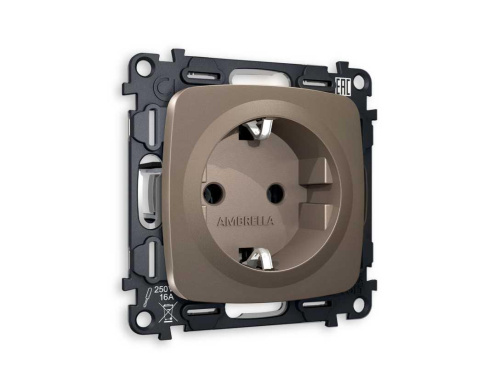 Комплект механизма электрической розетки AMBRELLA VOLT OMEGA Темная бронза матовый с/з на винтовых зажимах QUANT (OP6360, VM141) MO636010
