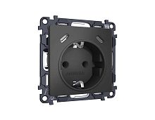 Комплект механизма электрической розетки 2USB С+C 20W с/з на винтовых зажимах 16A-250V ALFA Графит мягкое касание QUANT (AP9105, VM165) MA910510