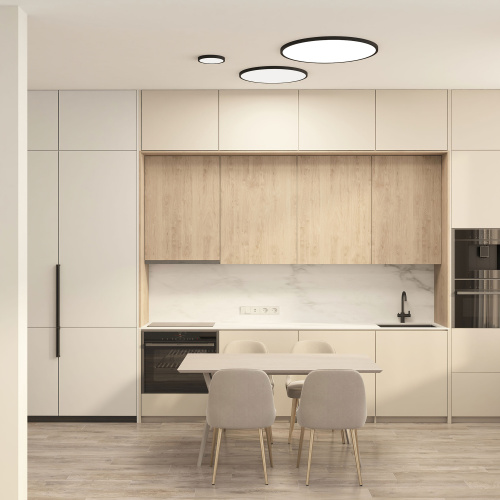 DK6524-BK Накладной светильник THIN, IP40, 50W, 3000K/4000K/6500K, переключатель цветовой температуры на корпусе, черный, полимер фото 2