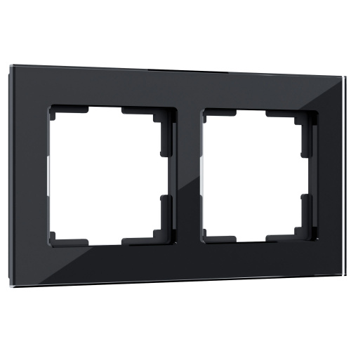 Рамка из стекла на 2 поста Favorit черный W0021108 Рамка из стекла на 2 поста Favorit черный W0021108