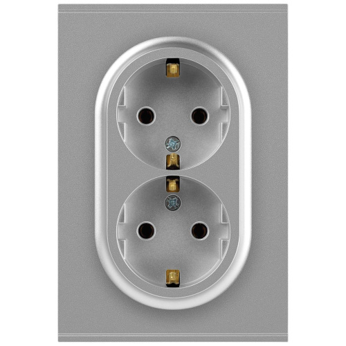 Розетка ЭРА Arktik 16-2104-03 двойная с заземлением 2X2P+E Schuko 16А-250В алюминий Б0070446