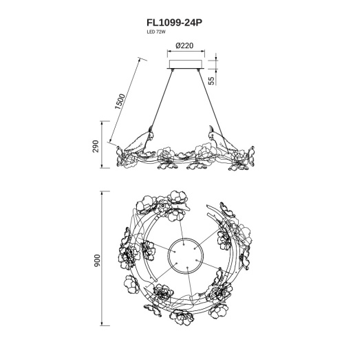 Люстра подвесная Sauvage FL1099-24P фото 7