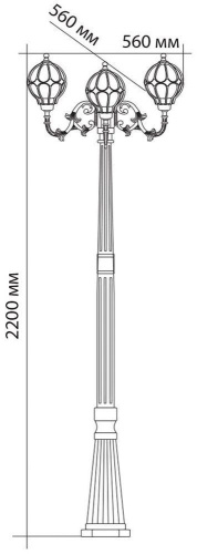 Светильник садово-парковый Feron PL3709 круглый, столб  3*60W 230V E27, черное золото фото 2