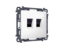 Комплект механизма компьютерной двойной розетки RJ-45 с автоматической защитной шторкой Ambrella Volt ALFA Белый глянец QUANT (AP1121, VM189) MA112110