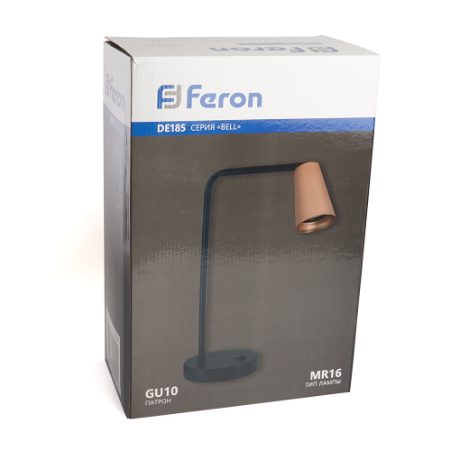Светильник под лампу Feron DE185 BELL MR16 35W, 230V, GU10, золото и чёрный фото 6