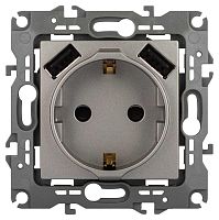 Розетка ЭРА Серия 12 12-4109-16 2P+E 16A-250В шторками с 2xUSB 5В-3А титан Б0065729