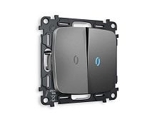 Комплект механизма 2-кл проходного выключателя AMBRELLA VOLT с подсветкой 10000K OMEGA Антрацит серый QUANT (OP6540, VM120, G29B) MO654040