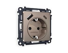 Комплект механизма электрической розетки AMBRELLA VOLT ALFA Темная бронза матовый 2USB A+C 20W (быстрая зарядка) с/з QUANT (AP6400, VM160) MA640010