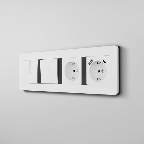 Рамка из поликарбоната на 4 поста Split белый/черный, soft-touch W0043068 фото 10