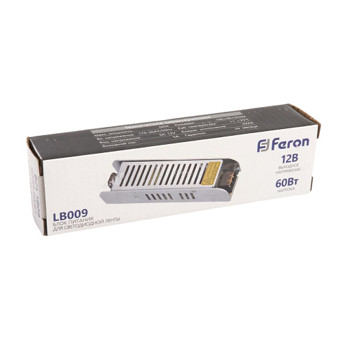 Трансформатор электронный для светодиодной ленты 60W 12V (драйвер), LB009 FERON фото 6