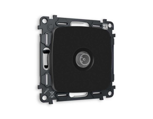 Комплект механизма TV розетки оконечной AMBRELLA VOLT OMEGA Черный матовый 50-870 MHz 1dB QUANT (OP8130, VM202) MO813010