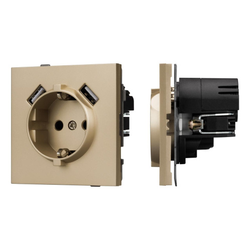 Механизм розетки с USB зарядкой SCT-TENDO-MUAA-SFPL-GD (230V, 16A) Arlight 054604 Механизм розетки с USB зарядкой SCT-TENDO-MUAA-SFPL-GD (230V, 16A) Arlight 054604