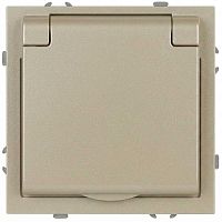 Розетка ЭРА Galaxy 15-2103-04 c заземлением 2P+E Schuko со шторками с крышкой 16А-250В IP20 шампань Б0070664