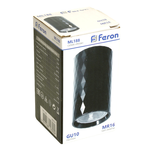 Светильник потолочный Feron ML188 Barrel PRISM MR16 GU10 35W 230V, черный фото 8