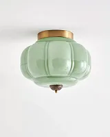 Золотистый светильник "Элаиза" с зелёным плафоном