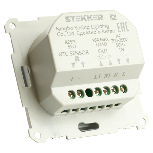 Терморегулятор механический для теплого пола (механизм), STEKKER GLS00-7117-02, 250В, 3500Вт, серия Катрин, шампань фото 5