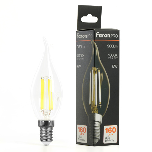 Лампа светодиодная Feron.PRO LB-1216 Свеча на ветру E14 6W 175-265V 4000K фото 2