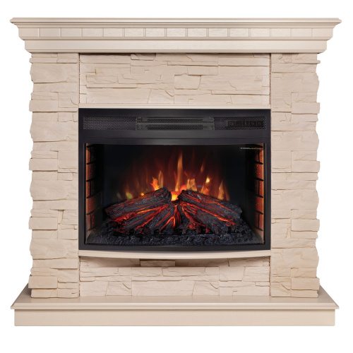 Каминокомплект ELFORD/РАЛЬФ Белый дуб с очагом Электроочаг FIREFIELD 25 фото 3