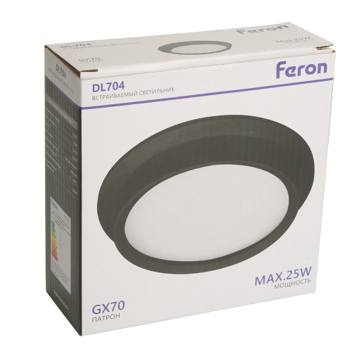 Светильник встраиваемый Feron DL704 потолочный GX70 черный круг IP44 фото 10