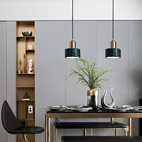 Подвесной светильник Cloyd ANTUAN P1 / Ø15 см - латунь светл. - зелен.мрамор (арт.10931)