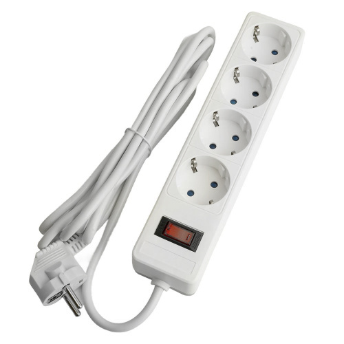 Сетевой фильтр 4-местный с/з STEKKER HM20-41-05 3x1мм2, 5 м, серия Optima, белый фото 3