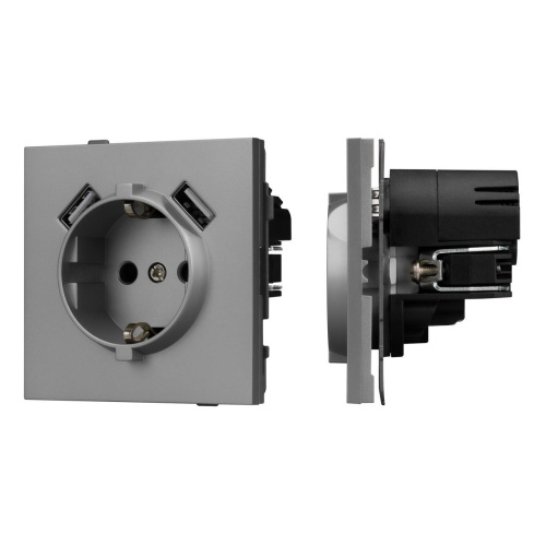 Механизм розетки с USB зарядкой SCT-TENDO-MUAA-PL-GR (230V, 16A) Arlight 054084