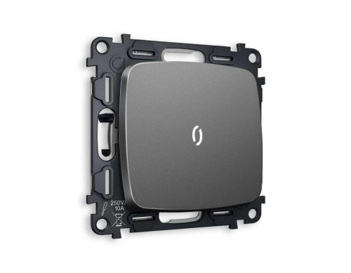 Комплект механизма 1-кл выключателя AMBRELLA VOLT с подсветкой 5600K OMEGA Антрацит серый QUANT (OP6520, VM101, G14W) MO652015