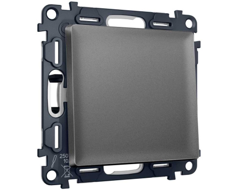 Комплект механизма 1-клавишного выключателя с самовозвратом Ambrella Volt ALFA Антрацит серый QUANT (AP6510, VM113) MA651050