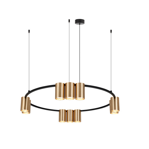 DK4065-BK+SG Подвесной светильник ORBIT , IP20, 10xGU10 LED до 15 Вт, черный + сатинированное золото, алюминий фото 3