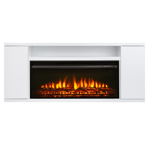 Каминокомплект BERGEN/МОРИС Белый матовый с очагом Электроочаг FLASH/ФЛЭШ 36