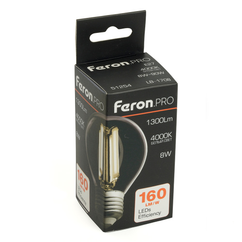 Лампа светодиодная Feron.PRO LB-1708 Шарик E27 1300LM 8W 175-265V 4000K фото 9