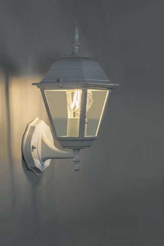 Светильник садово-парковый Feron 4101/PL4101 четырехгранный на стену вверх 60W E27 230V, белый фото 2