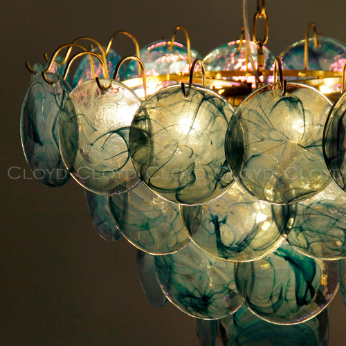 Люстра Cloyd LINZE-B C13 / Ø60 см - латунь - голубое стекло (арт.11675) фото 2