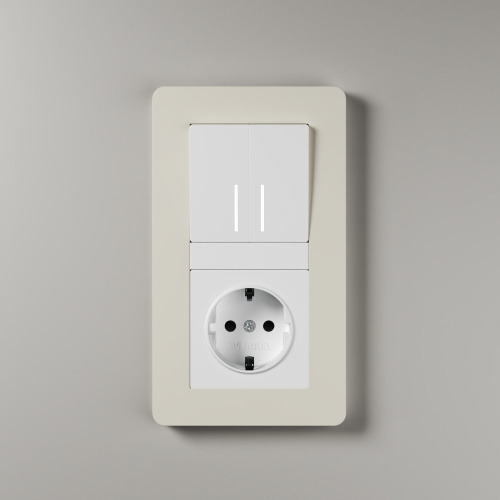Рамка из поликарбоната на 2 поста Split айвори/белый, soft-touch W0023066 фото 4