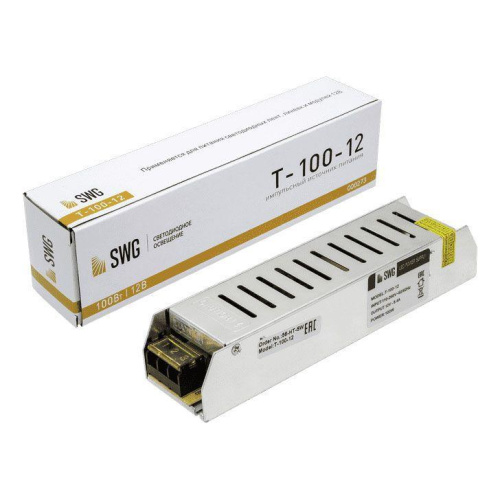 Блок питания SWG 12V 100W IP20 8,3A T-100-12 000273 Блок питания SWG 12V 100W IP20 8,3A T-100-12 000273