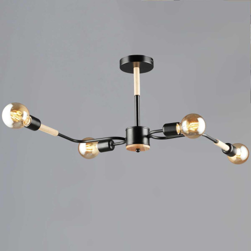 Люстра Reluce 10070-0.3-04 BK+WOOD Люстра Reluce 10070-0.3-04 BK+WOOD