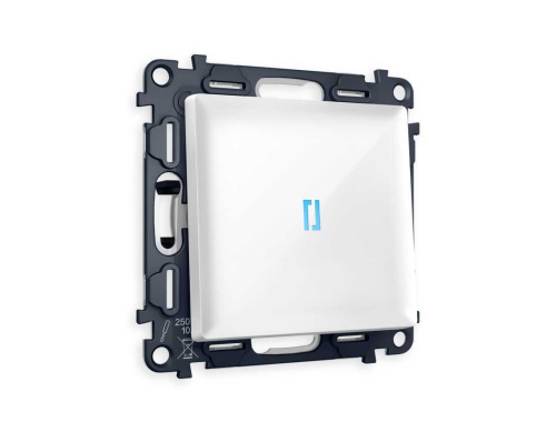 Комплект механизма 1-кл выключателя AMBRELLA VOLT с подсветкой 10000K ALFA Белый глянец QUANT (AP1020, VM101, G17B)